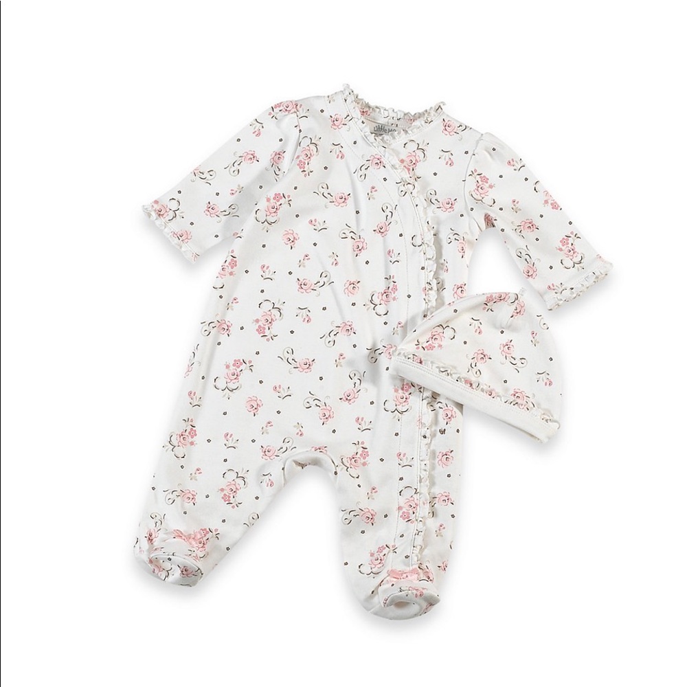 3 for 20 —-Vintage Rose Footie with cap size 3M